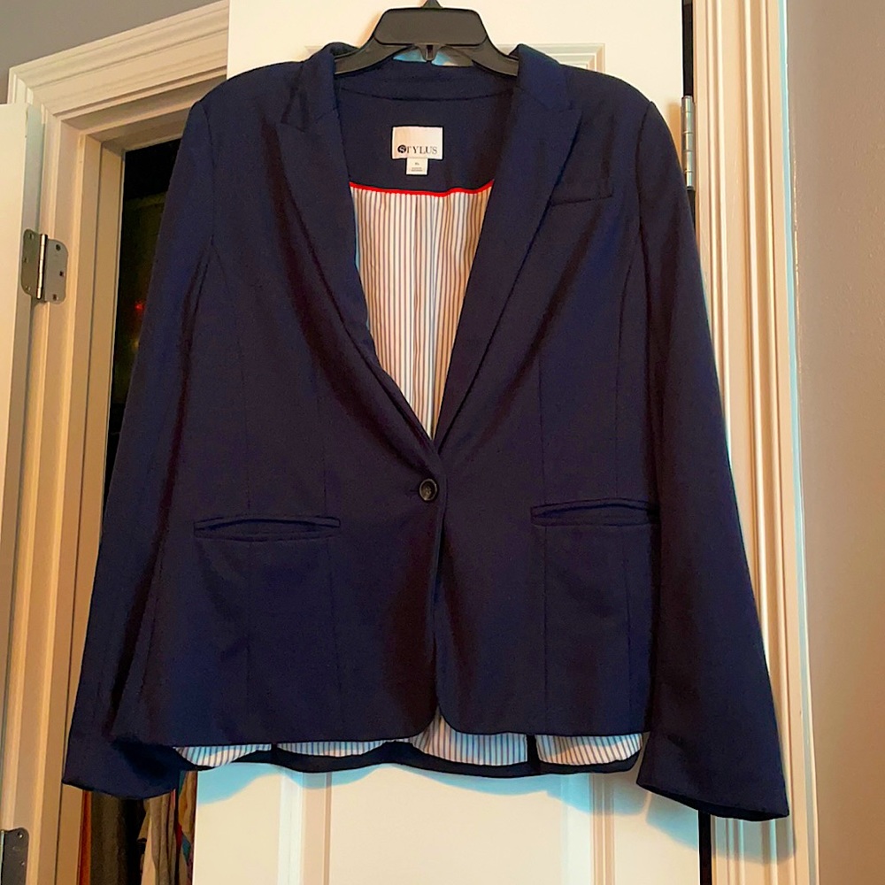 Navy blue cotton blazer